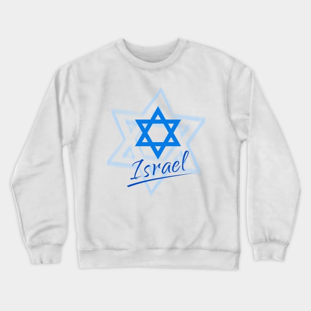 Happy Israel Independence Day Blue Star of David 2023 75th anniversary Crewneck Sweatshirt by sofiartmedia